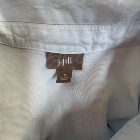 J. Jill Womens Long Sleeve Linen Popover Shirt Blouse Medium Light Blue Casual - Picture 3 of 10